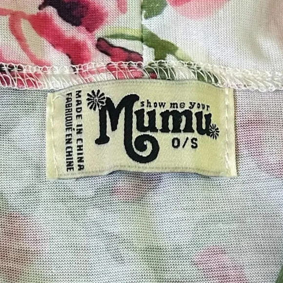 Show Me Your MuMu White Floral Print Robe Short Sleeve Size Small Women's - Picture 11 of 12